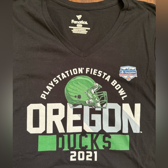 Fanatics * Oregon Ducks 2021 PlayStation Fiesta Bowl* Woman Tee Size Large NWOT - Picture 3 of 4